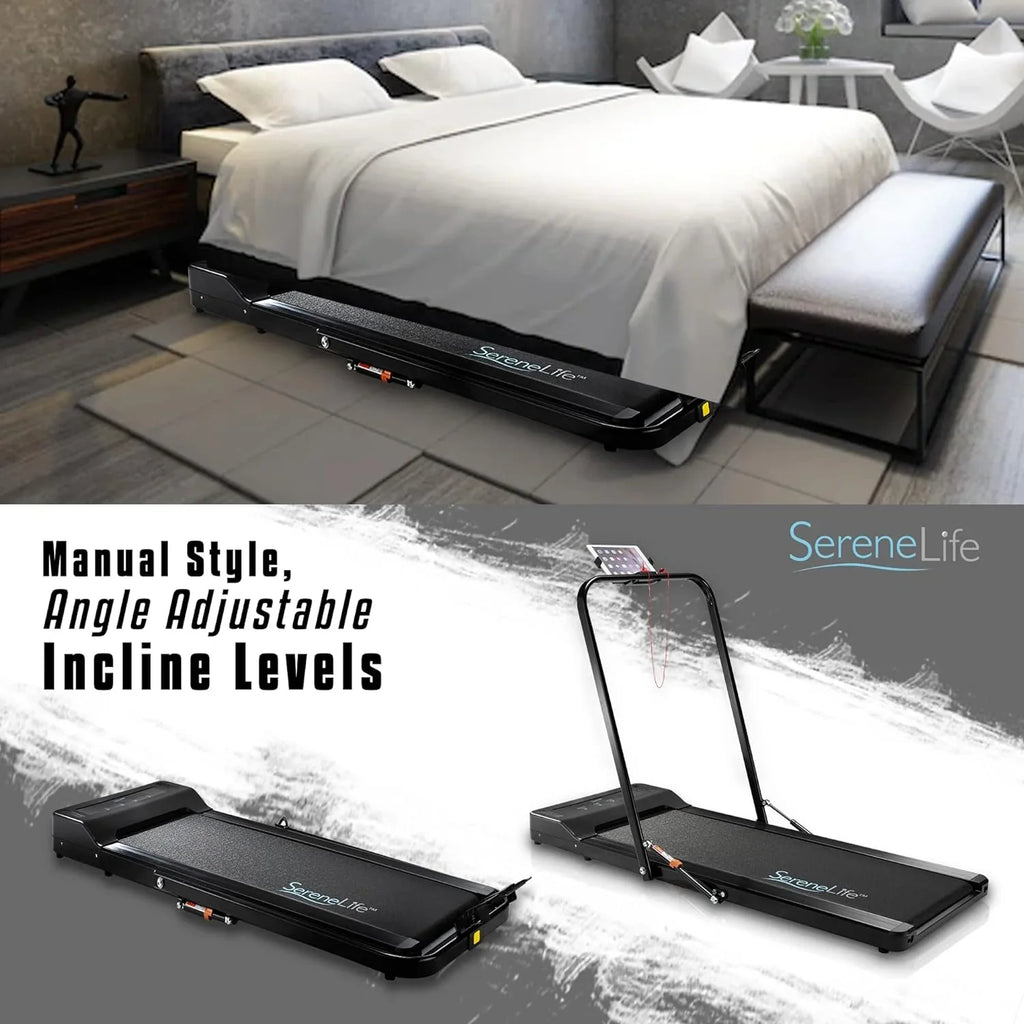 SereneLife Folding Treadmill - Foldable Home Fitness Equipment with LCD for Walking & Running - Cardio Exercise Machine - Preset and Adjustable Programs - Bluetooth Connectivity