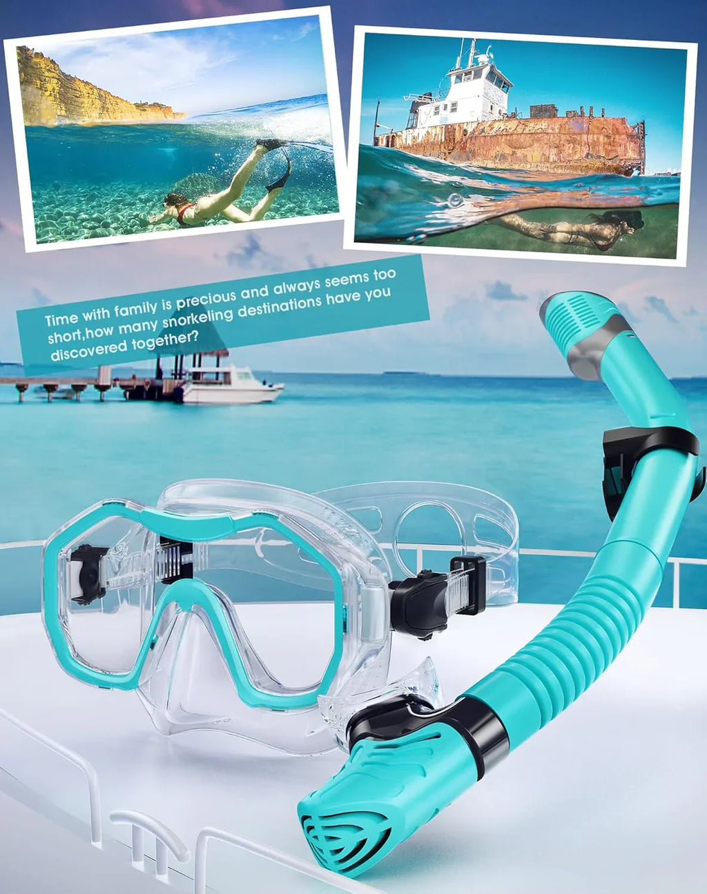 Snorkeling Gear for Adults, Dry-Top Snorkel Set, 180掳Panoramic Wide View Diving Mask Breathing Freely Snorkel Mask for Snorkeling Scuba Diving Swimming Travel