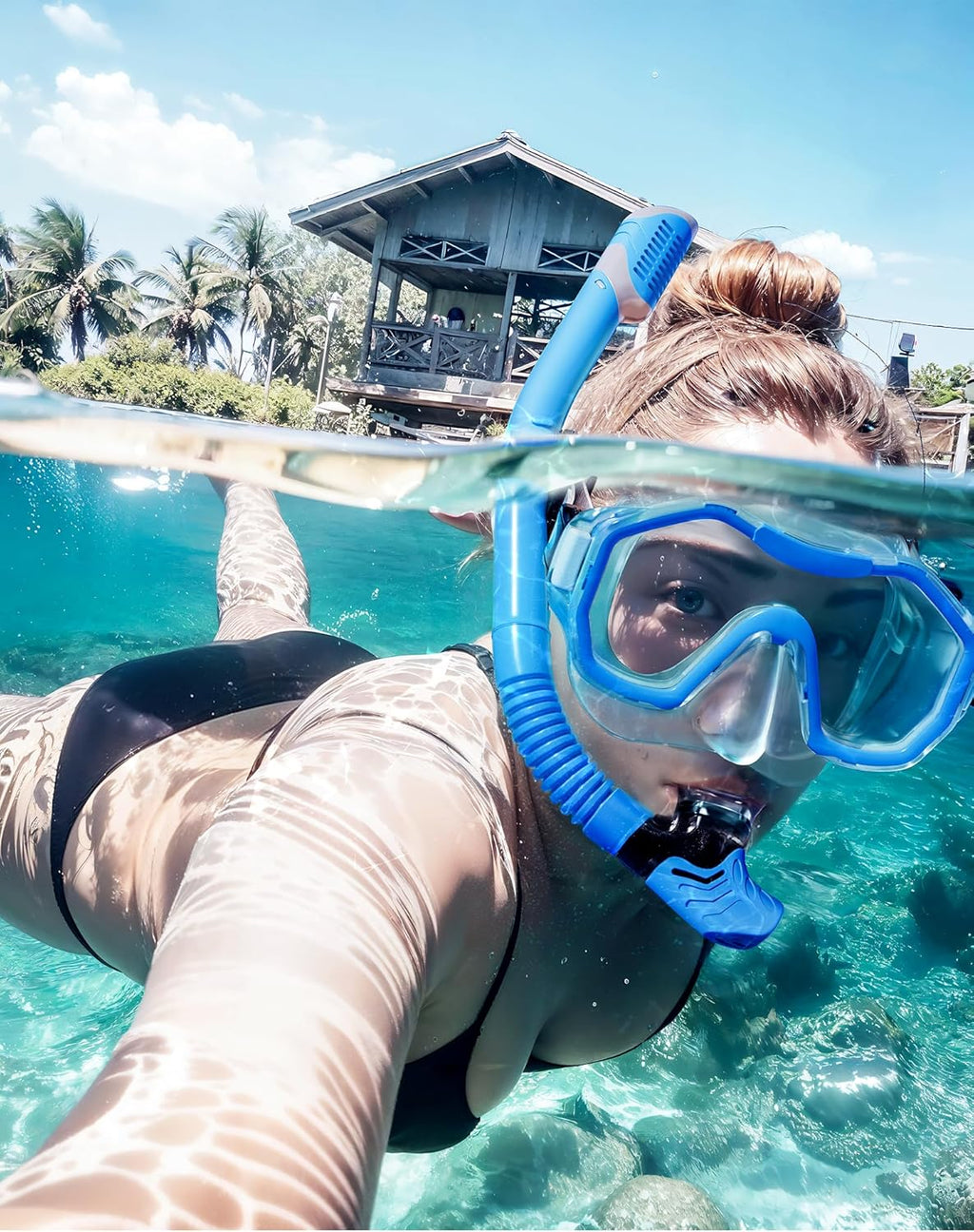 Snorkeling Gear for Adults, Dry-Top Snorkel Set, 180掳Panoramic Wide View Diving Mask Breathing Freely Snorkel Mask for Snorkeling Scuba Diving Swimming Travel