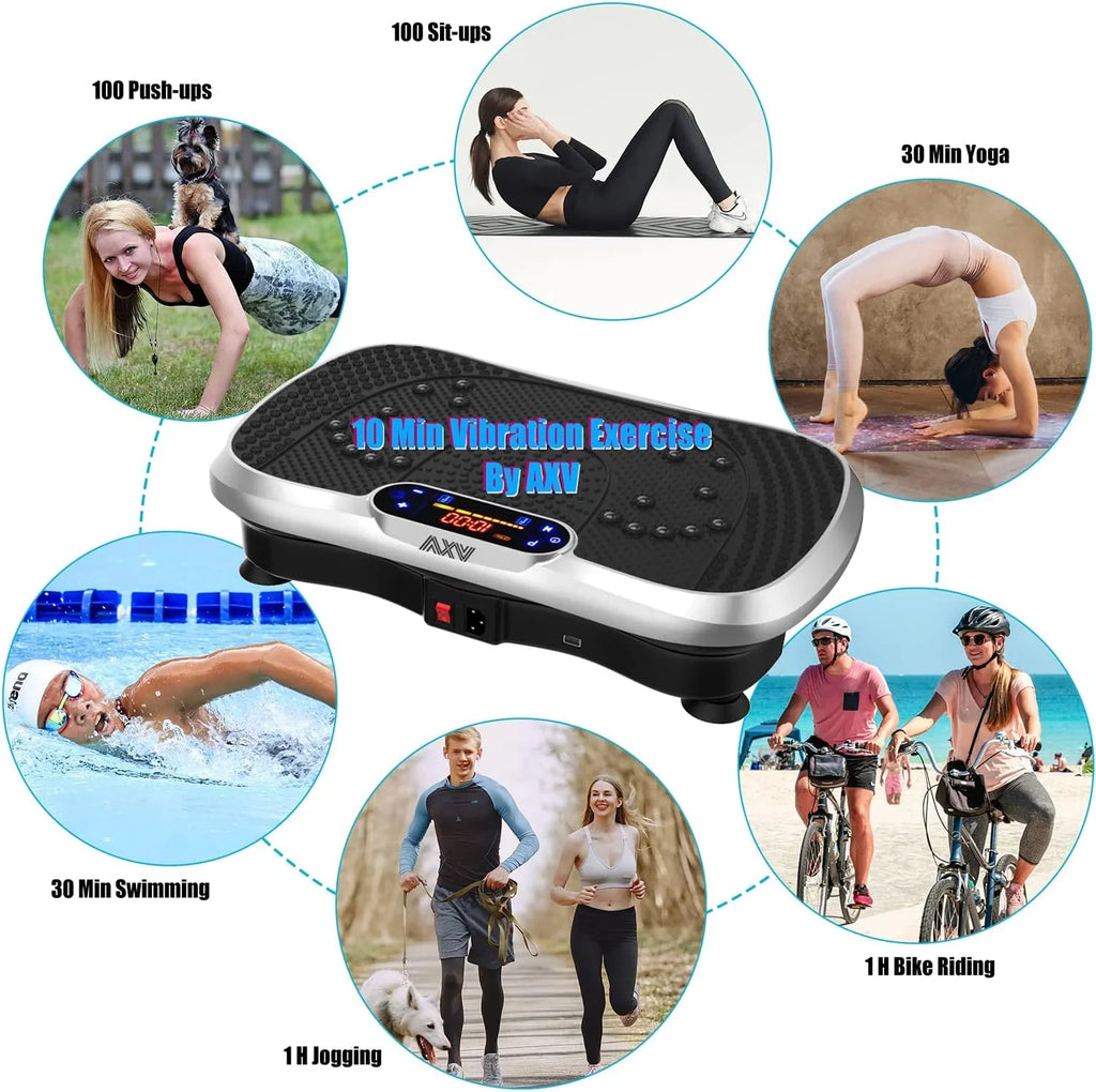 Vibration Plate Fitness Platform Exercise Machine Vibrating Lymphatic Drainage Shaking Full Body Shaker Workout Vibrate Stand Shake Board Sport Gym for Weight Loss Fat Burner for Women Men