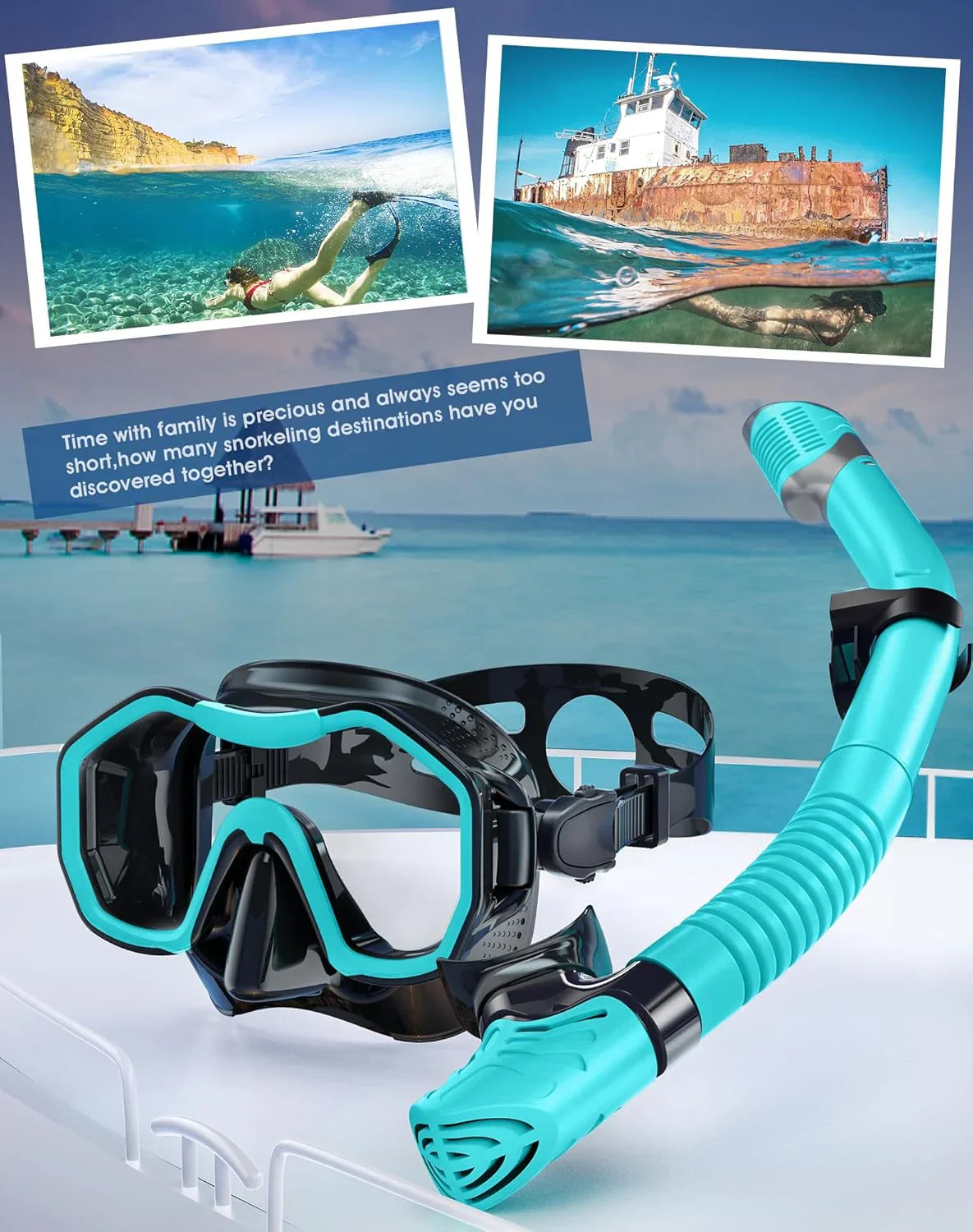 Snorkeling Gear for Adults, Dry-Top Snorkel Set, 180掳Panoramic Wide View Diving Mask Breathing Freely Snorkel Mask for Snorkeling Scuba Diving Swimming Travel