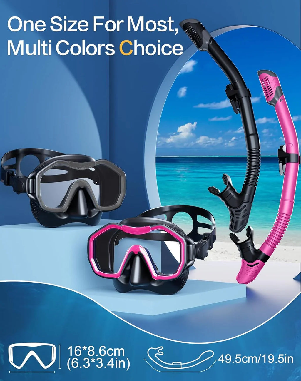 Snorkeling Gear for Adults, Dry-Top Snorkel Set, 180掳Panoramic Wide View Diving Mask Breathing Freely Snorkel Mask for Snorkeling Scuba Diving Swimming Travel