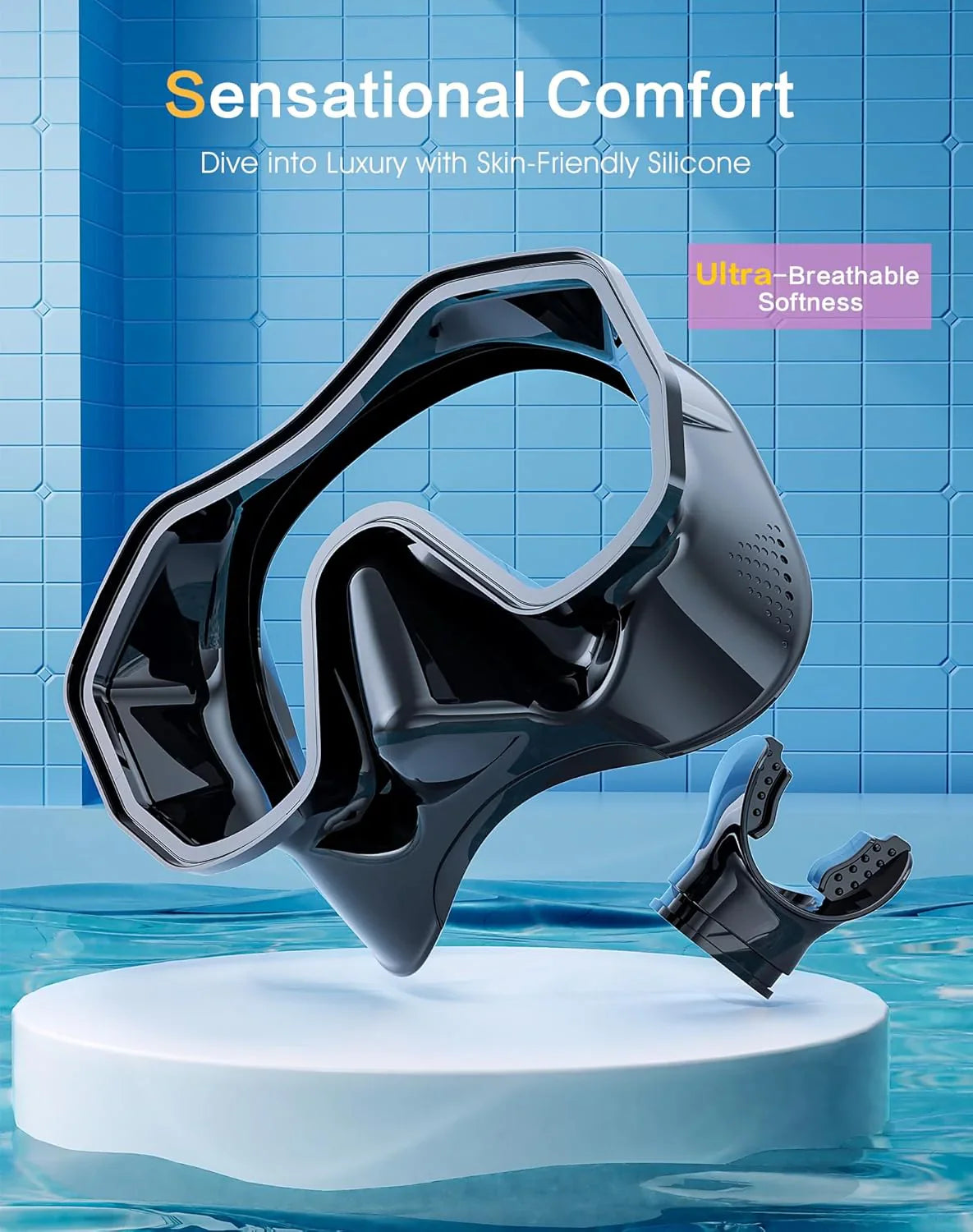 Snorkeling Gear for Adults, Dry-Top Snorkel Set, 180掳Panoramic Wide View Diving Mask Breathing Freely Snorkel Mask for Snorkeling Scuba Diving Swimming Travel