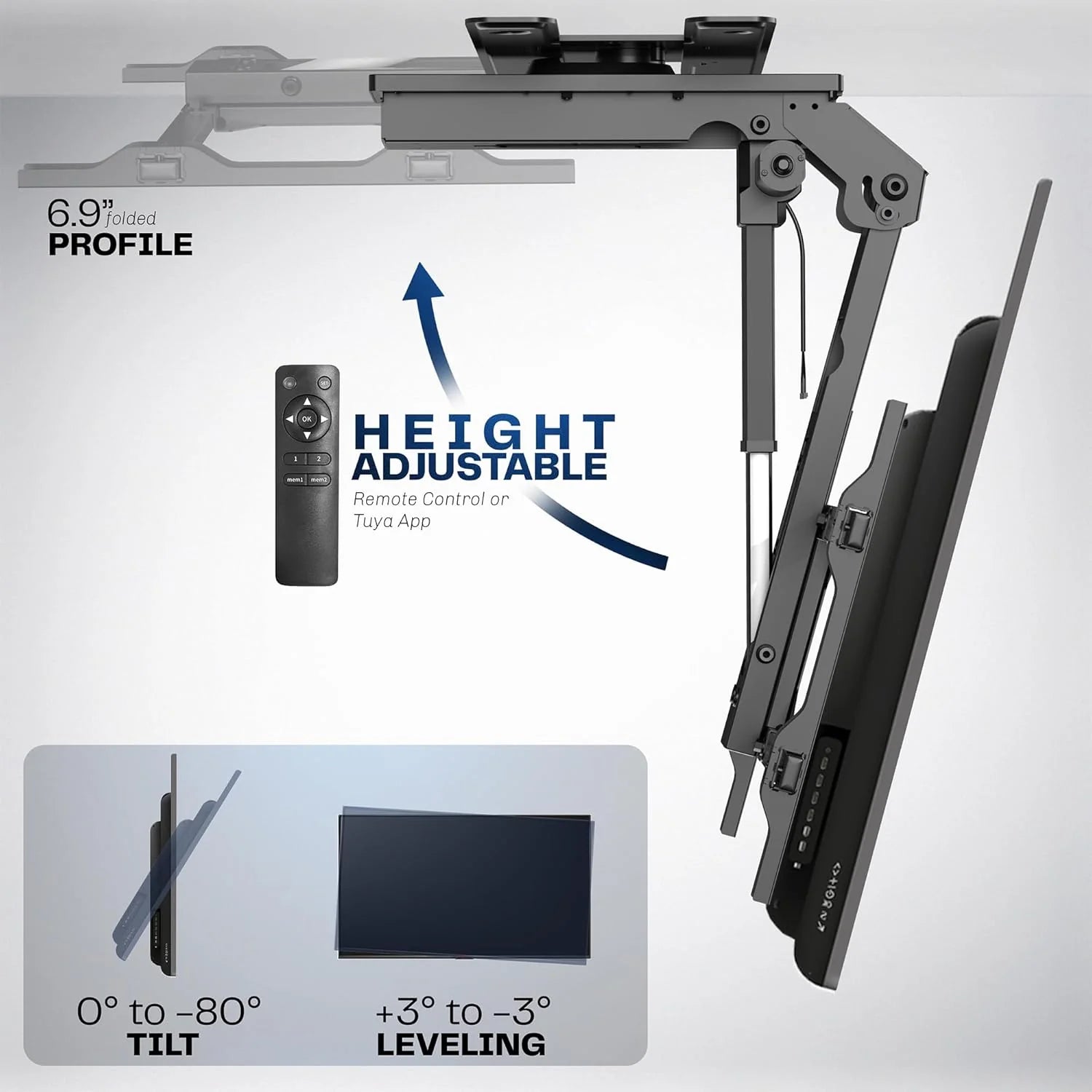 VIVO Electric Ceiling TV Mount, 37��70", Motorized, App Control, Black