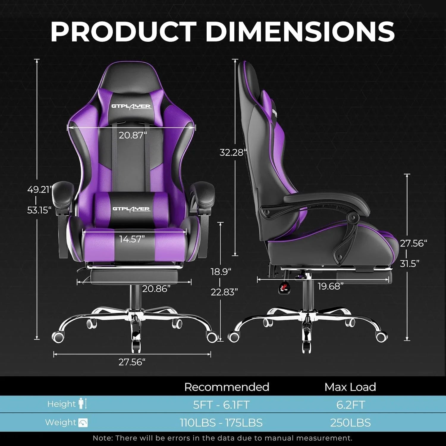 GTPLAYER Gaming Chair with Footrest and Lumbar Support �� Ergonomic Computer Chair with Headrest, 360掳 Swivel, Height Adjustable, White
