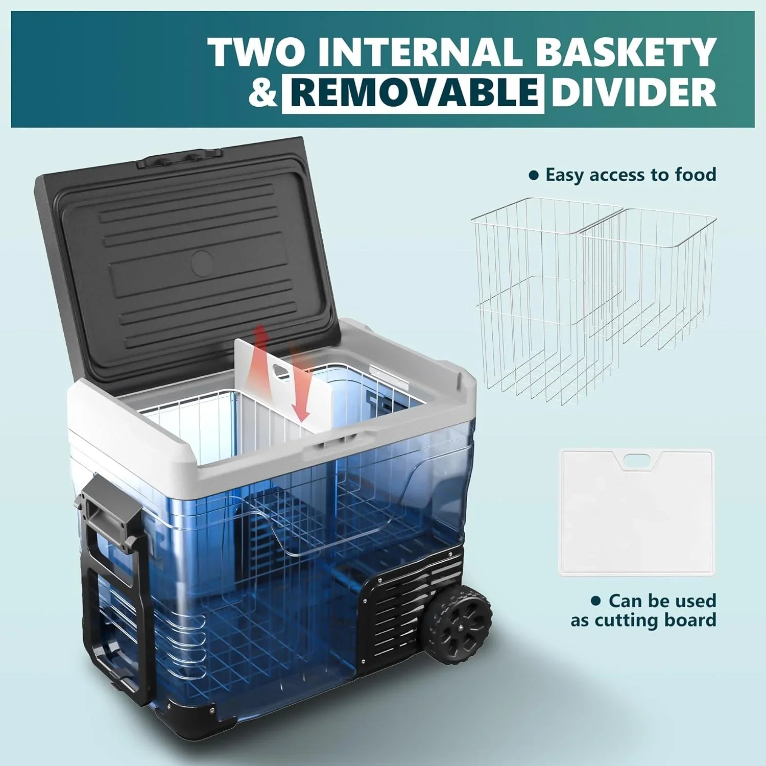 EUHOMY 12 Volt Refrigerator, 37QT(35L) Electric Cooler, Portable Freezer 12V/24V DC 110-240V AC, 12V Fridge -4��~68��, 12V Cooler with Wheels & 2 Baskets for Travel, Truck, Boat, Camping