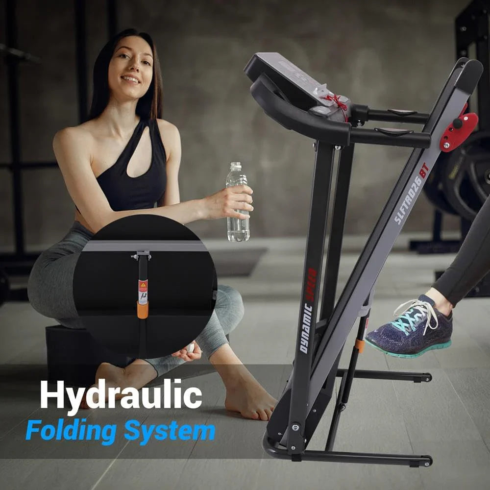 SereneLife Folding Treadmill - Foldable Home Fitness Equipment with LCD for Walking & Running - Cardio Exercise Machine - Preset and Adjustable Programs - Bluetooth Connectivity