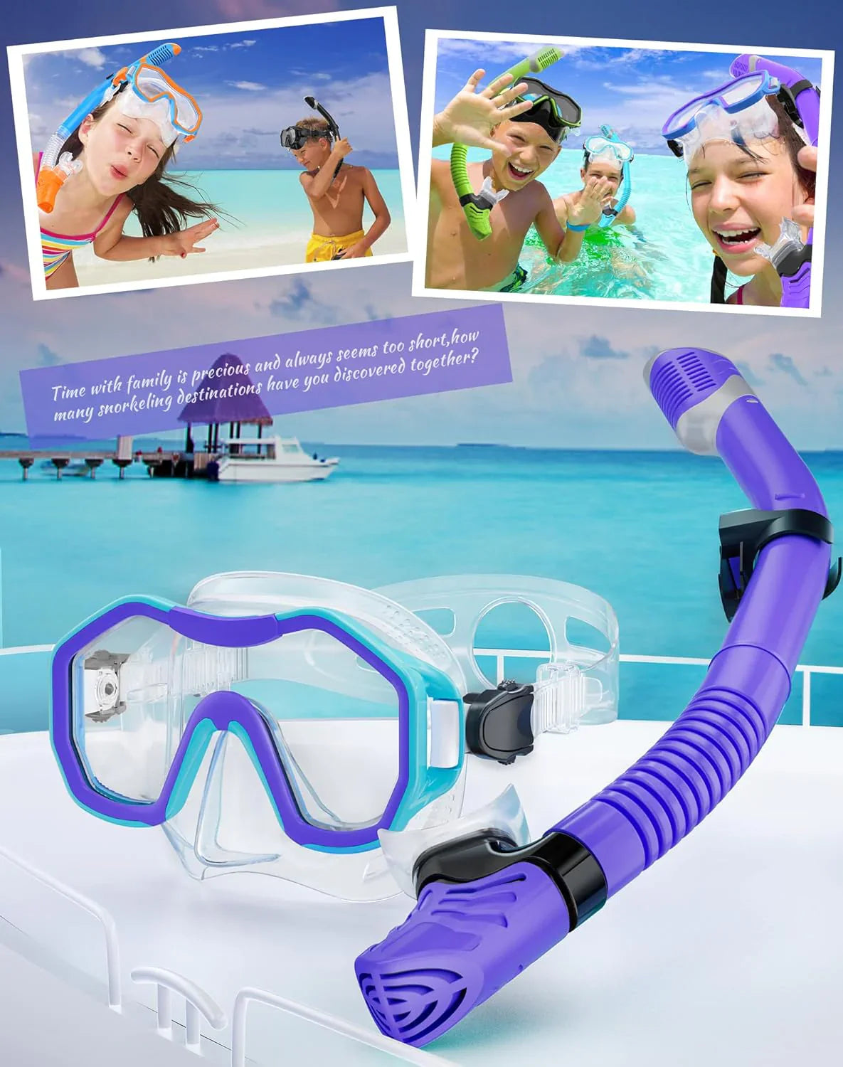 Snorkeling Gear for Adults, Dry-Top Snorkel Set, 180掳Panoramic Wide View Diving Mask Breathing Freely Snorkel Mask for Snorkeling Scuba Diving Swimming Travel