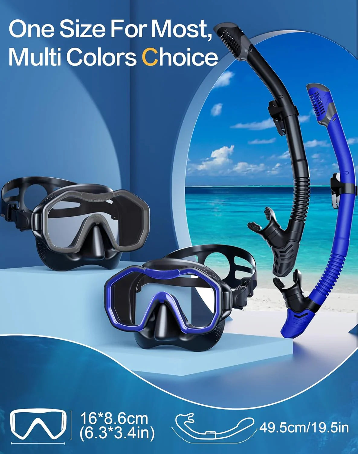 Snorkeling Gear for Adults, Dry-Top Snorkel Set, 180掳Panoramic Wide View Diving Mask Breathing Freely Snorkel Mask for Snorkeling Scuba Diving Swimming Travel