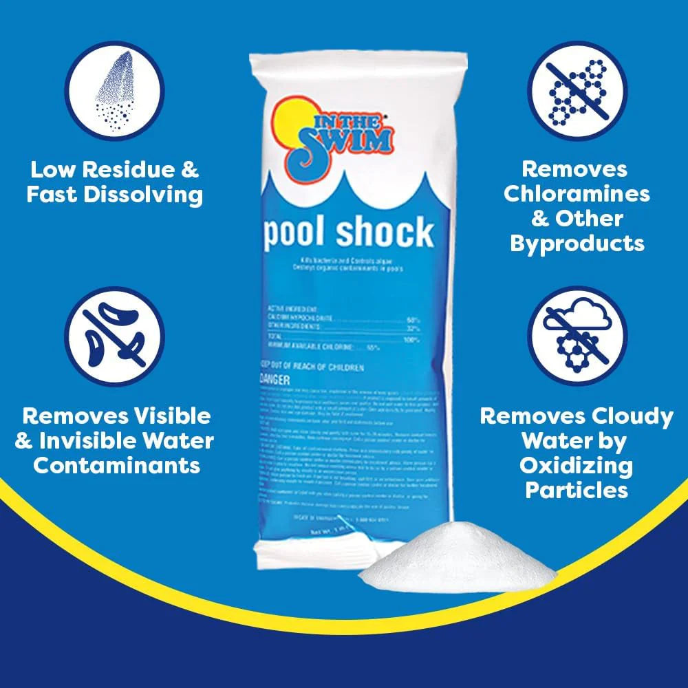 In The Swim Pool Shock 68% Cal-Hypo Granular Sanitizer for Crystal Clear Water Defends Against Bacteria, Algae, and Microorganisms
