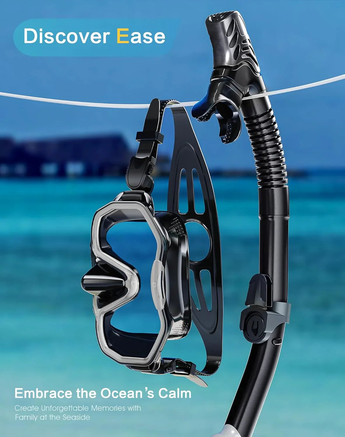 Snorkeling Gear for Adults, Dry-Top Snorkel Set, 180掳Panoramic Wide View Diving Mask Breathing Freely Snorkel Mask for Snorkeling Scuba Diving Swimming Travel