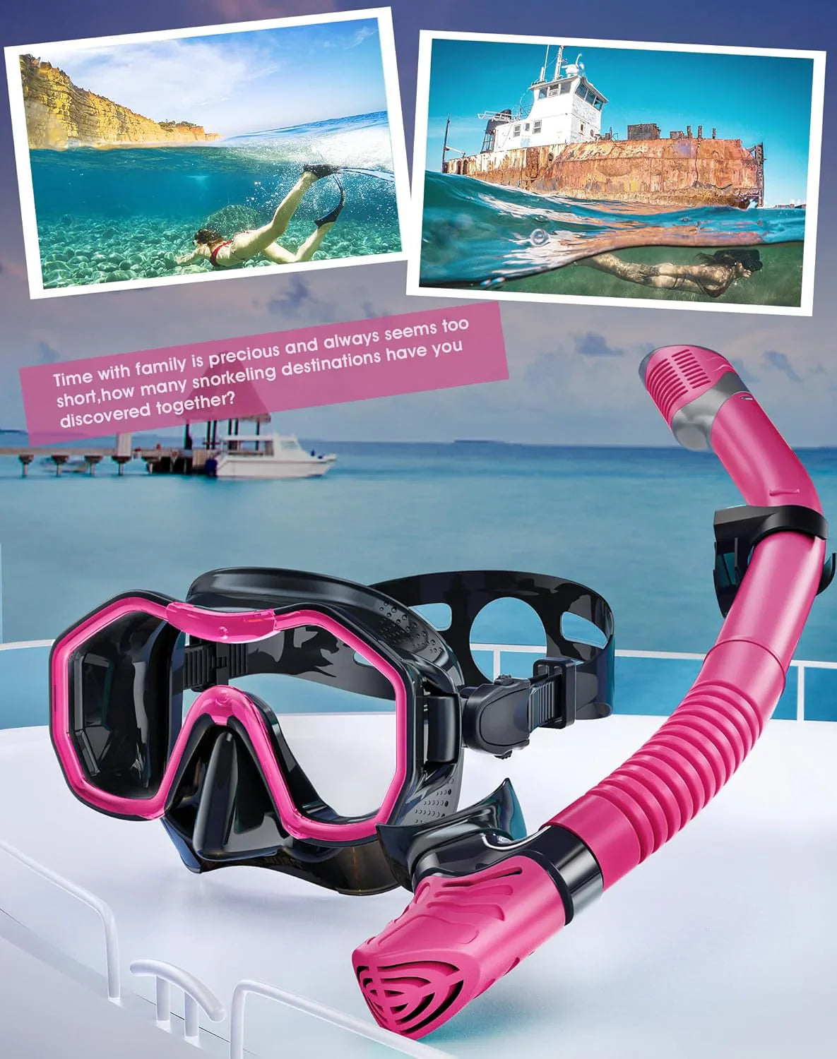 Snorkeling Gear for Adults, Dry-Top Snorkel Set, 180掳Panoramic Wide View Diving Mask Breathing Freely Snorkel Mask for Snorkeling Scuba Diving Swimming Travel