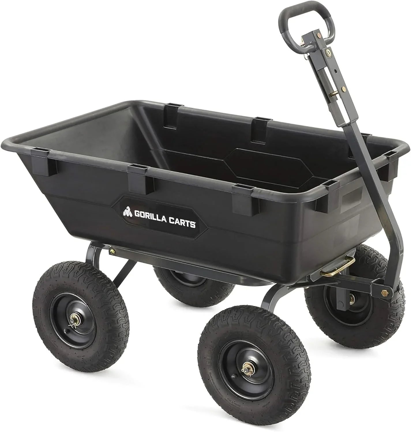 Heavy Duty Poly Utility Dump Wagon Garden Cart w/Pneumatic Tires, 6 Cu Ft - 1200 lb Capacity Outdoor Wheelbarrow for Yard, Landscaping & Gardening, Lawn Tractor or ATV Towable-Gorilla Carts