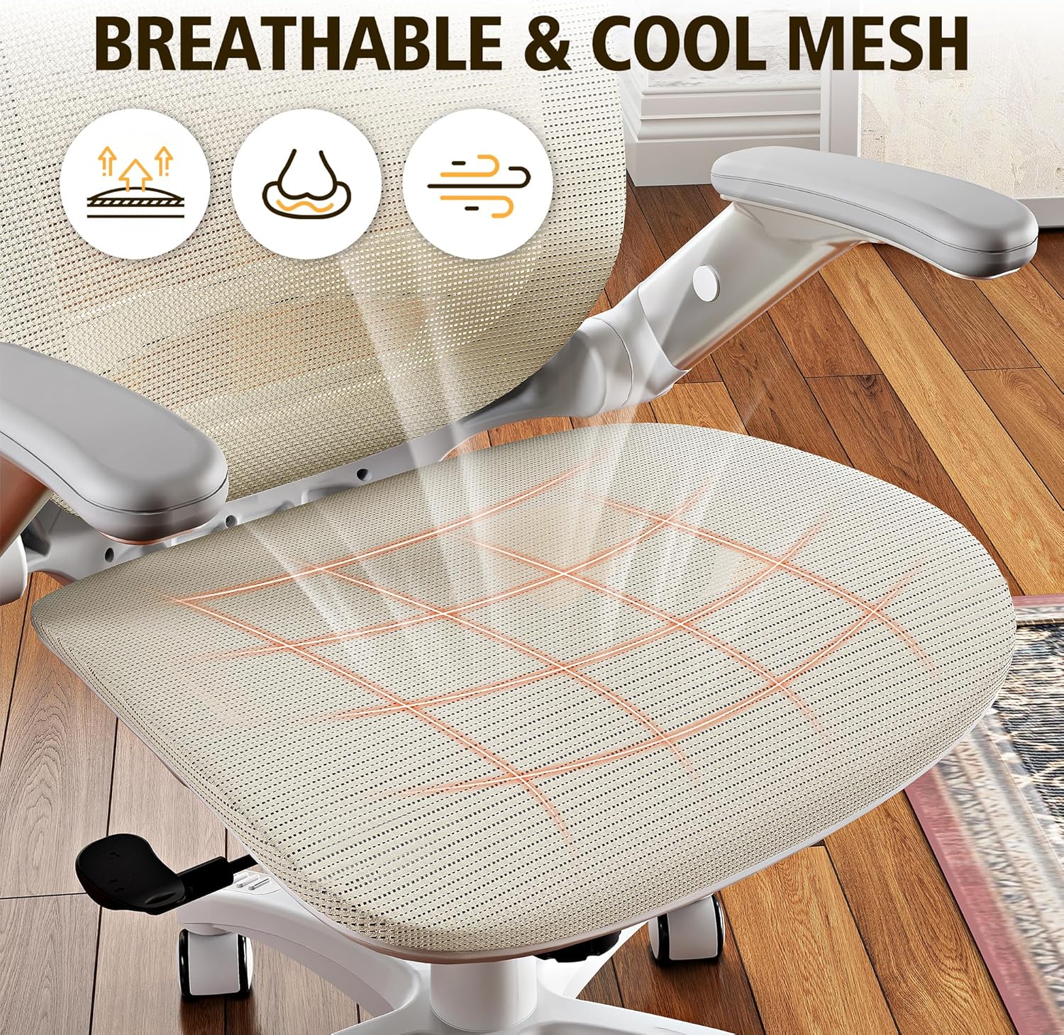 GABRYLLY Ergonomic Office Chair, High Back Home Desk Chair with Headrest, Flip-Up Arms, 90-120° Tilt Lock and Wide Cushion, Big and Tall Mesh Chairs for Man Woman, Black Task Chair
