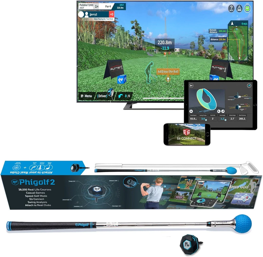 Home Golf Game Simulator: Enjoy Interactive Golf with Motion Sensor & Swing Stick for Indoor & Outdoor Fun �� 38,000+ Courses Worldwide, Compatible with Android, iOS, App & E6 Connect