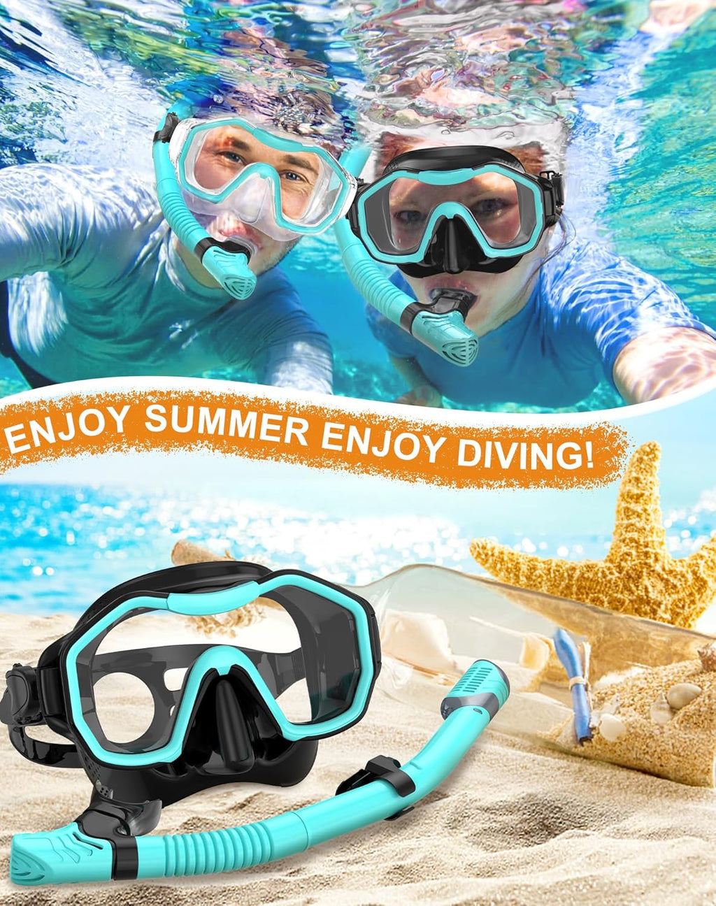 Snorkeling Gear for Adults, Dry-Top Snorkel Set, 180掳Panoramic Wide View Diving Mask Breathing Freely Snorkel Mask for Snorkeling Scuba Diving Swimming Travel