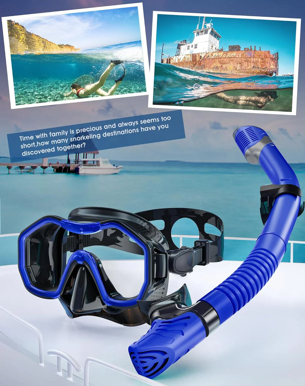 Snorkeling Gear for Adults, Dry-Top Snorkel Set, 180掳Panoramic Wide View Diving Mask Breathing Freely Snorkel Mask for Snorkeling Scuba Diving Swimming Travel