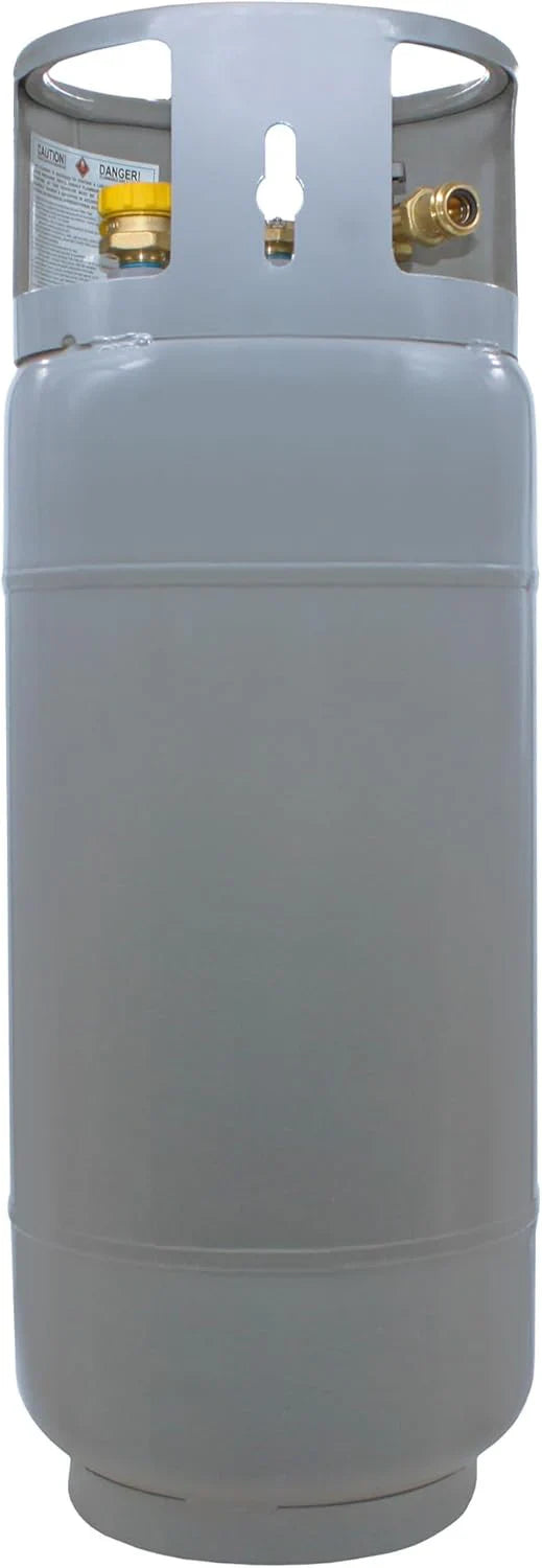 Steel Forklift Propane Tank Cylinder with Built-in Gauge, Gray-Flame King