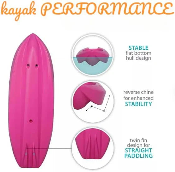 The Wave 6' Youth Kayak with Paddle. Designed for Stability and Safety, It's The Perfect Choice for Young Paddlers Ready to Conquer The Water