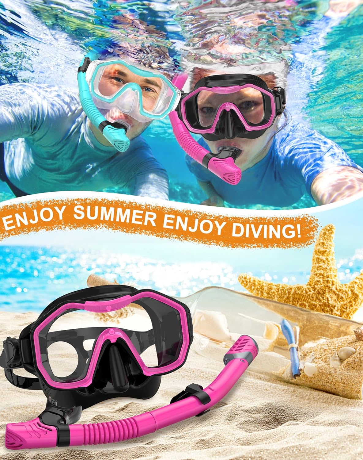 Snorkeling Gear for Adults, Dry-Top Snorkel Set, 180掳Panoramic Wide View Diving Mask Breathing Freely Snorkel Mask for Snorkeling Scuba Diving Swimming Travel